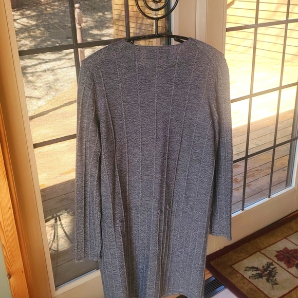 Pursuits, Ltd. Open Front Long Decorative Seamed‎ Accents Sz. M Cardigan - Picture 8 of 12